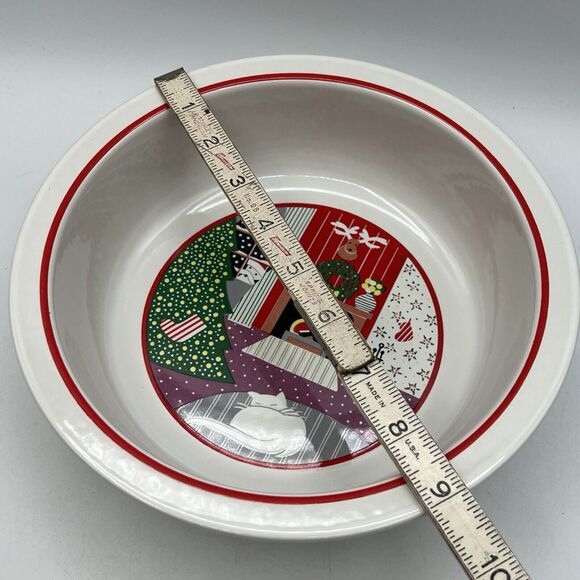 Vtg Noritake Epoch Twas the Night Before Christmas Vegetable Serving Bowl 9" Cat - Picture 2 of 6